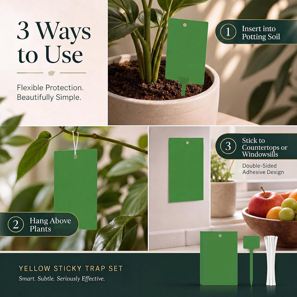 Qualirey 150 Pcs 6 x 8 in Green Sticky Traps for Gnats Plant Insect Trap | Dual Sided Strong Sticky, Fungus Fruit Flies