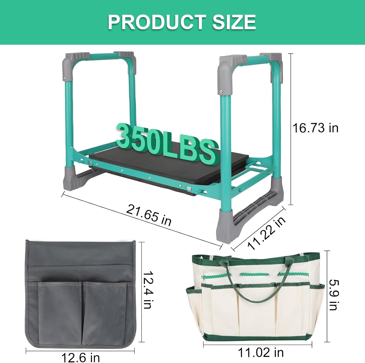 Garden Kneeler and Seat 2-in-1 Foldable Bench, with Storage Bags & Non-Slip Foam Pad