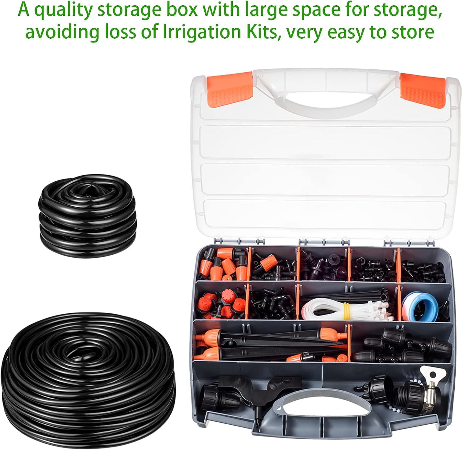 280 Pcs Drip Irrigation Kit, 147FT Garden Watering System 1/2 1/4 in Distribution Tubing Hose Automatic Patio Misting
