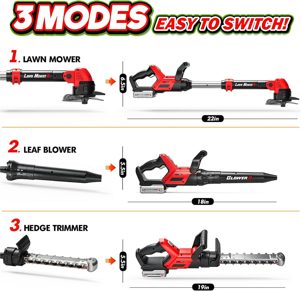Kids Tool Set, 3-in-1 Toy Leaf Blower, Weed Wacker & Hedge Trimmer | Toddler Garden Tool Set with Sounds Lights