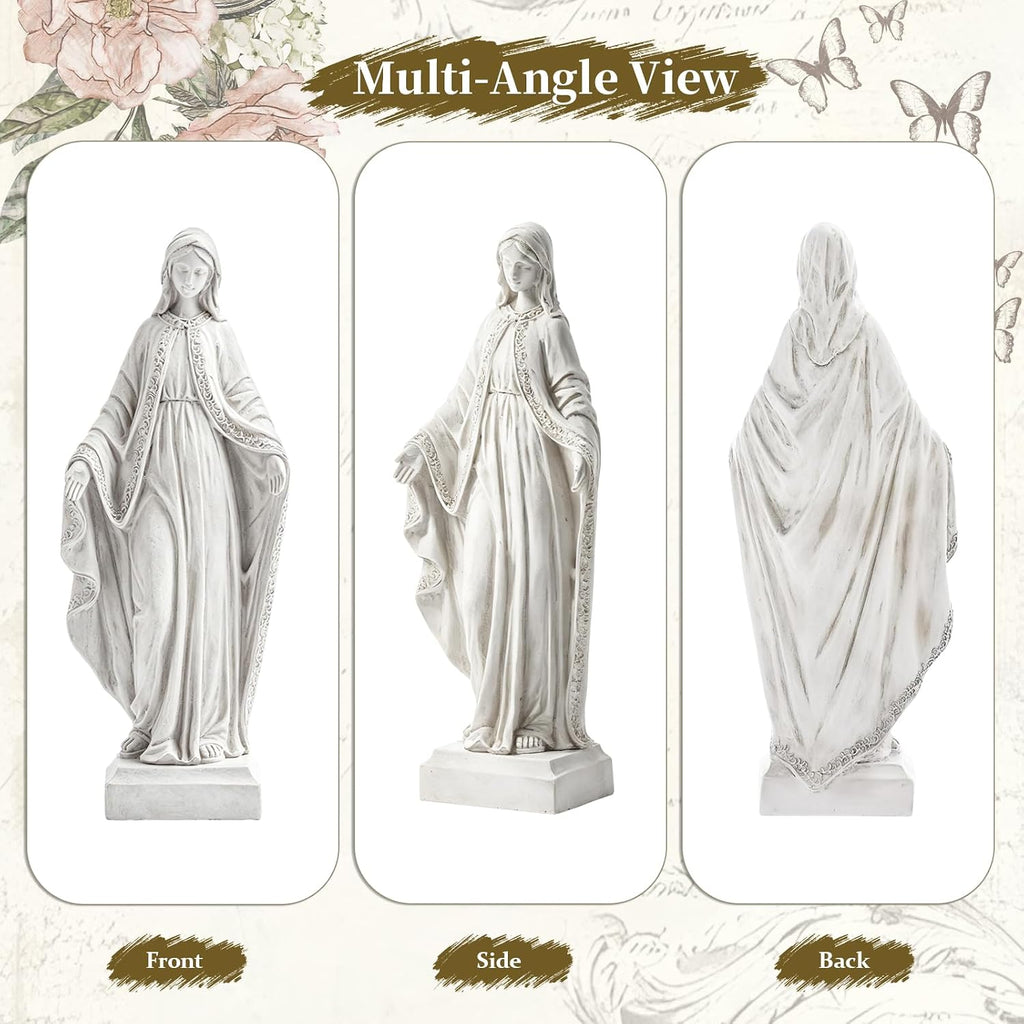 Virgin Mary Statue, 15" H Resin Blessed Mother Mary Statue | Religious Virgin Mary Statue Outdoor, Catholic Home Decor