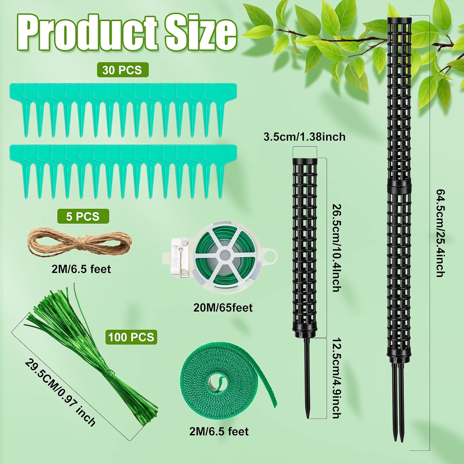 10 Set Plastic Moss Poles for Climbing Plants Indoor Stackable Self Watering Hollow Monstera Plant Support, Moss Not