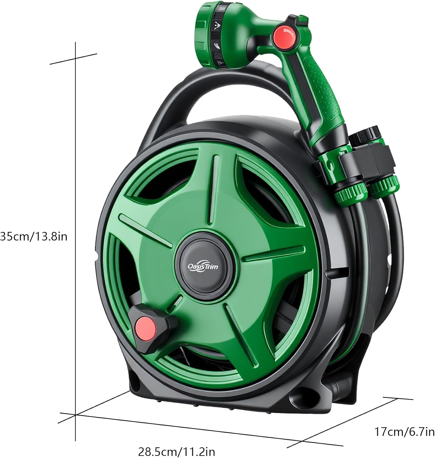 1/2" x 50FT Retractable Garden Hose Reel，With 10 Patterns Spray Nozzle，Portable Heavy Duty Garden Hose Holder for