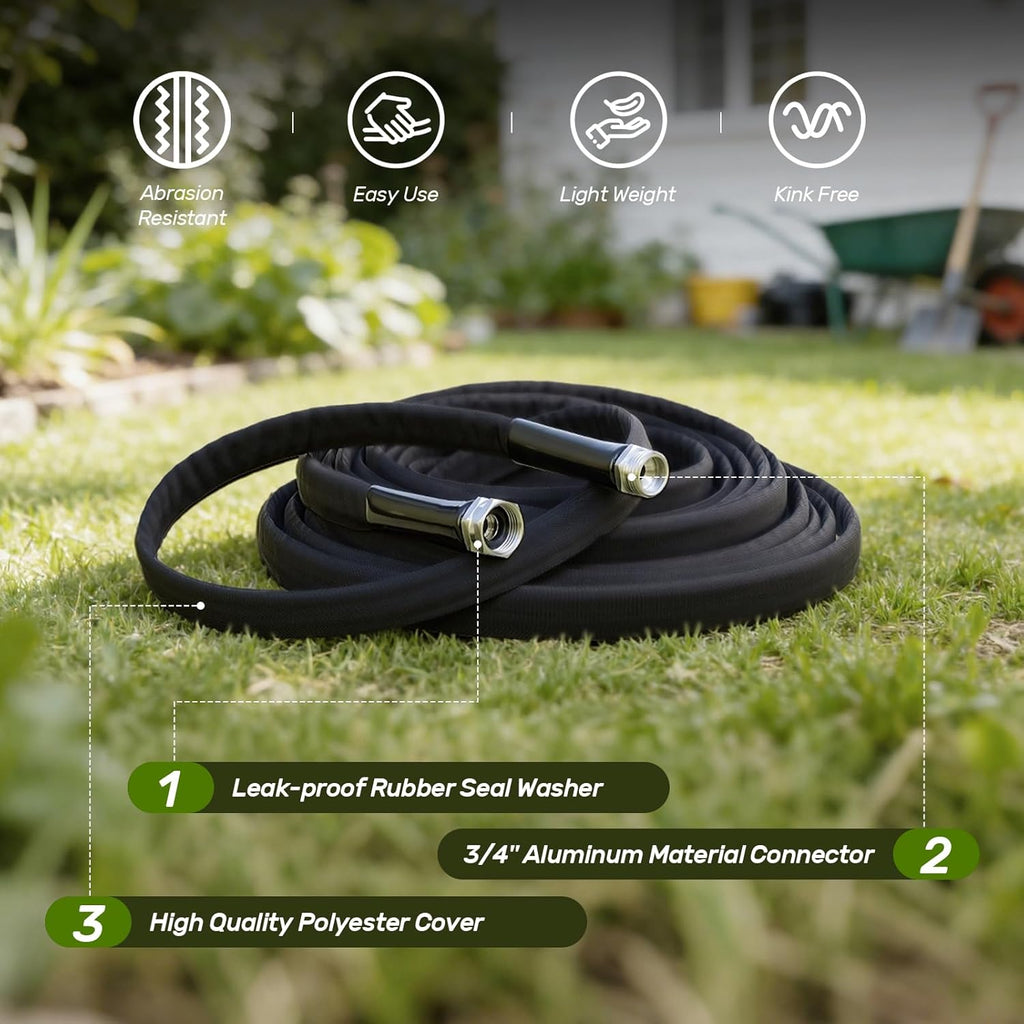 Garden Hose 100ft Non-Expandable,Lightweight,Premium Flexible, Kink-Resistant Design, Extra Durable & Leakproof with