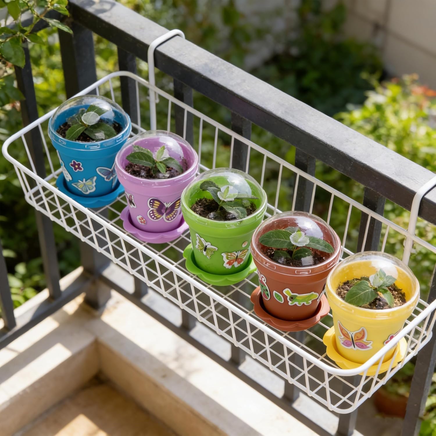 50 Packs Cupcake Plant Nursery Pots with Humidity Dome, Small Plastic Flower Plant Pots with 40 Sheet Stickers, Seeds