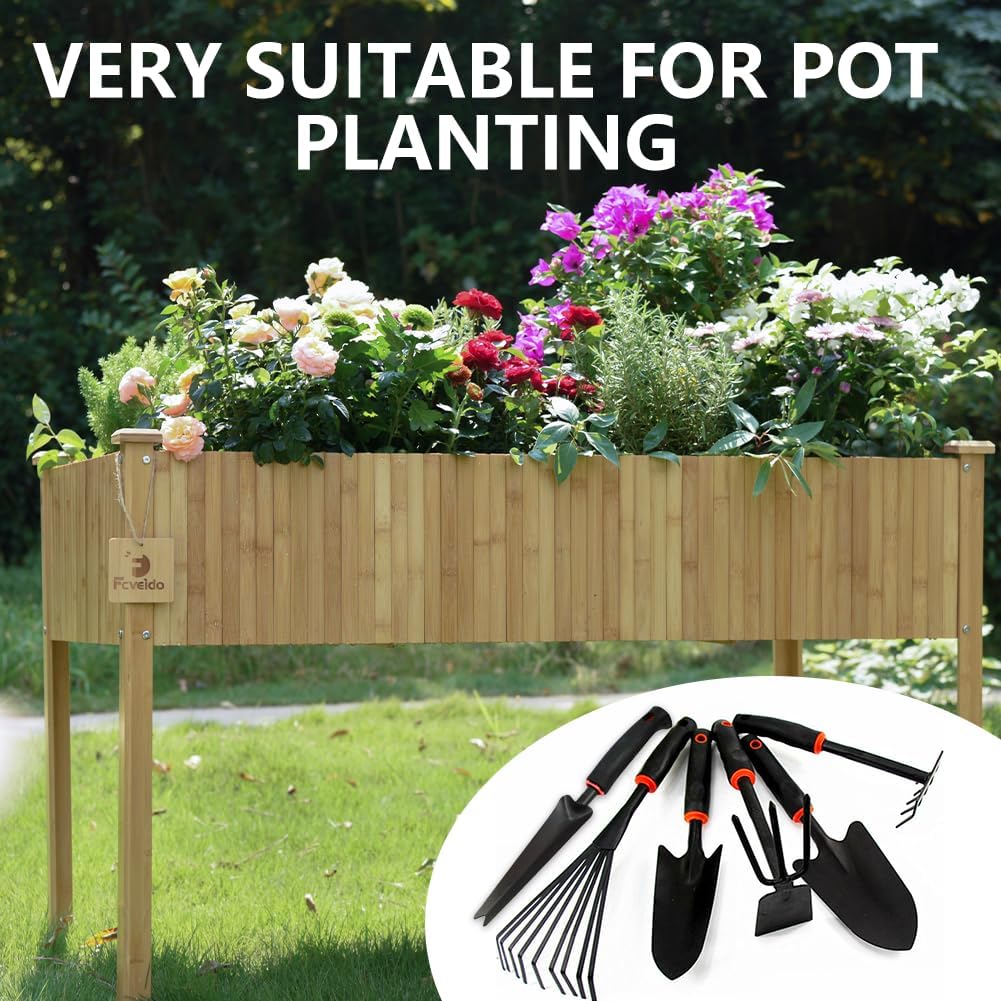 Large Garden Tool Set with Non-Slip Rubber Handle - 6 Piece Heavy Duty, Gardening Hand Tools, Sturdy Durable, Classic