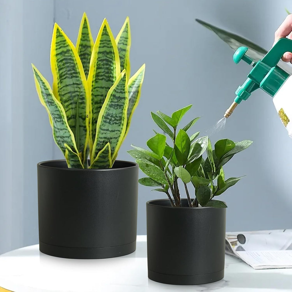 Large Plant Pots Set of 3 – 8", 9", 10" Indoor Flower Pots with Drainage Holes and Saucers, Big Planters for Monstera