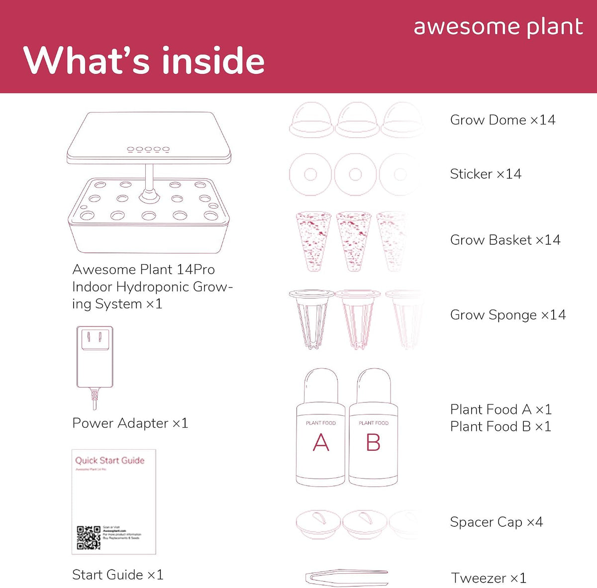 14Pro Hydroponics Growing System Kit (14 Pods), Large Indoor Herb Garden Kit with 5L Watertank, LED Grow Light, Perfect