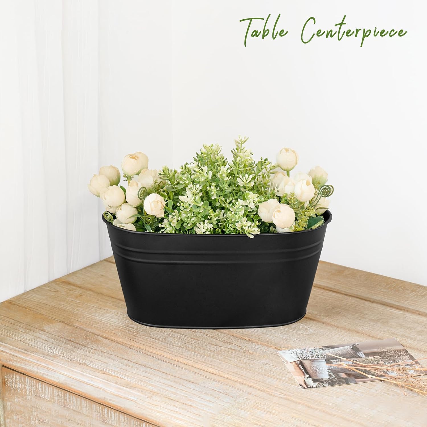 Dahey 10.5 Inch Metal Hanging Flower Pots 4 Pcs Outdoor Railing Planter Box | Drainage Holes, 2.7”Width Iron Detachable