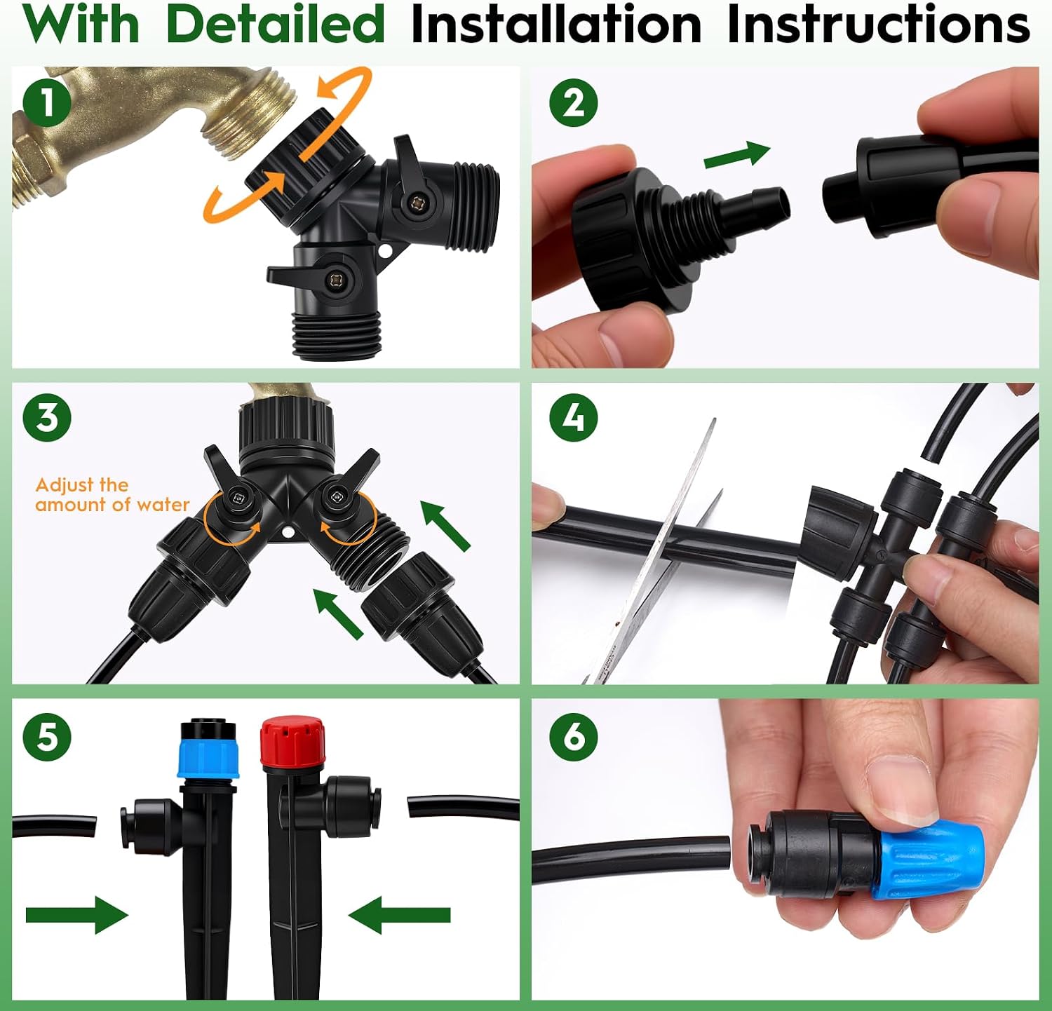200FT Quick-Connect Drip Irrigation System, Automatic Irrigation Kit with 40FT 2/5" & 160FT 1/4" Tubing and Adjustable