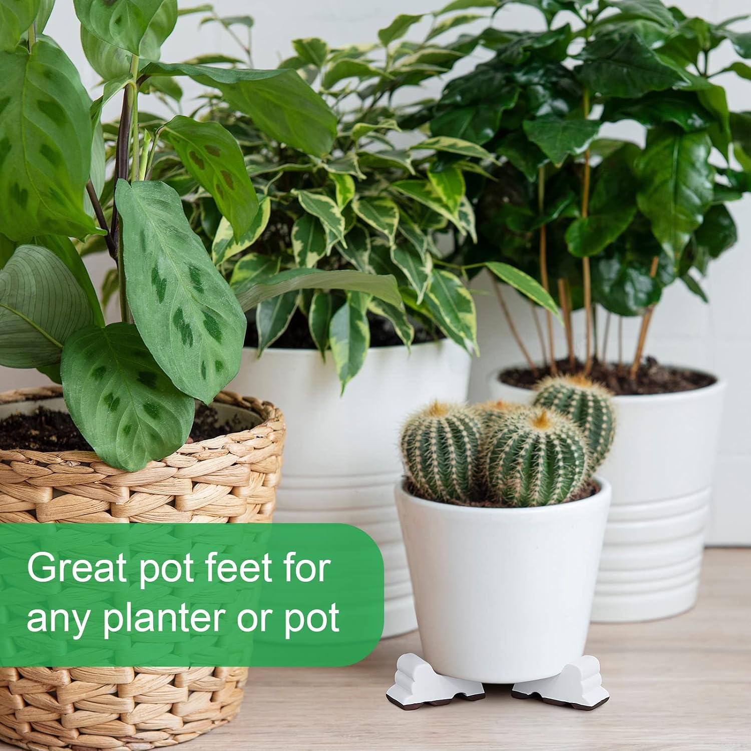 Kigeli 6 Pcs Resin Garden Pot Feet for Outdoor Planters 3 Inch Long 1.5 Inch Tall Flower Handmade Elevator Plant Feet