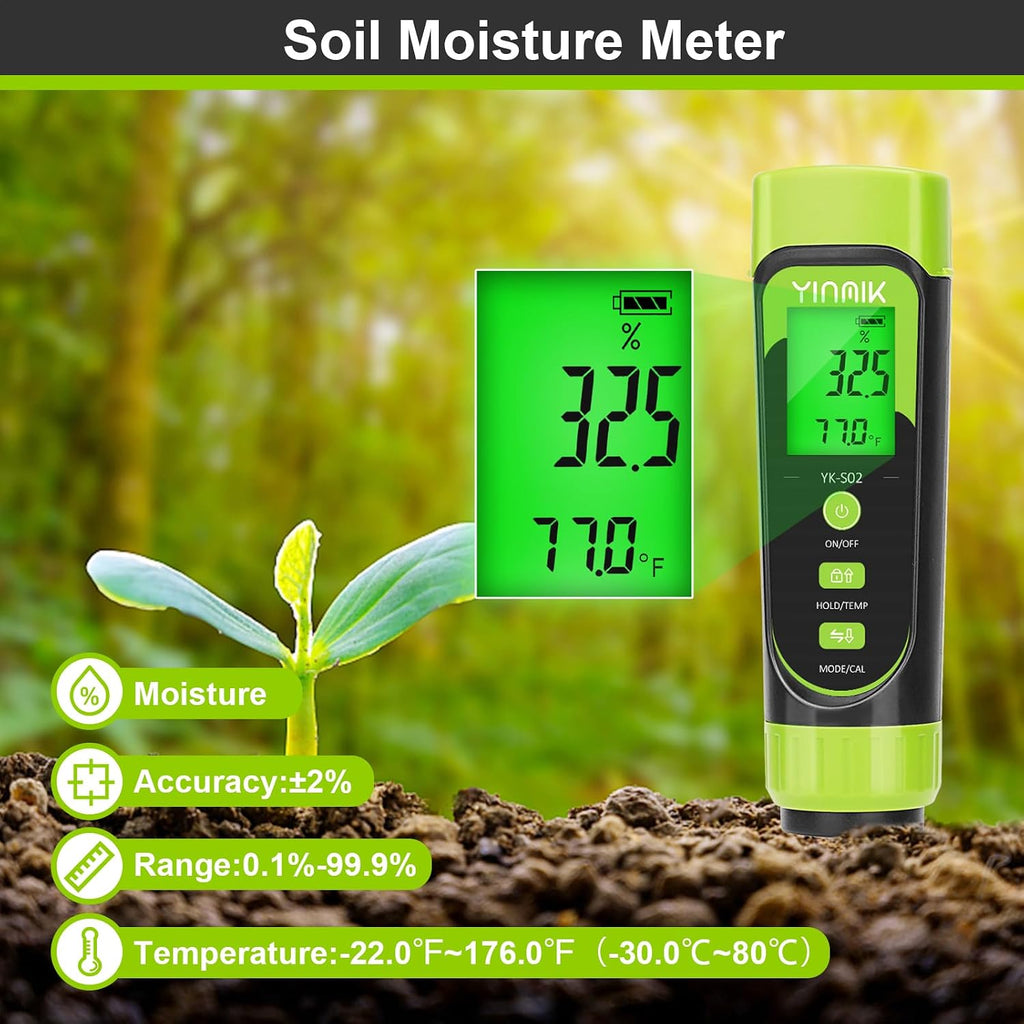 Digital Soil pH Moisture Tester,Plant pH Meter and Moisture Tester Combo | Soil Test Kit for Gardener,Digital 4 in 1