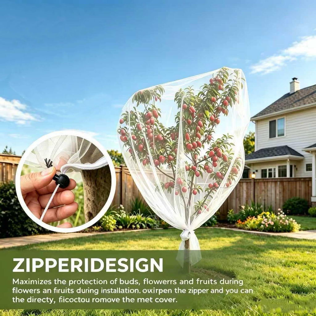 2 Pack 13x13ft Extra Large Fruit Tree Netting with Double Zipper & Double Drawstring, Heavy Duty Bird Netting for Fruit