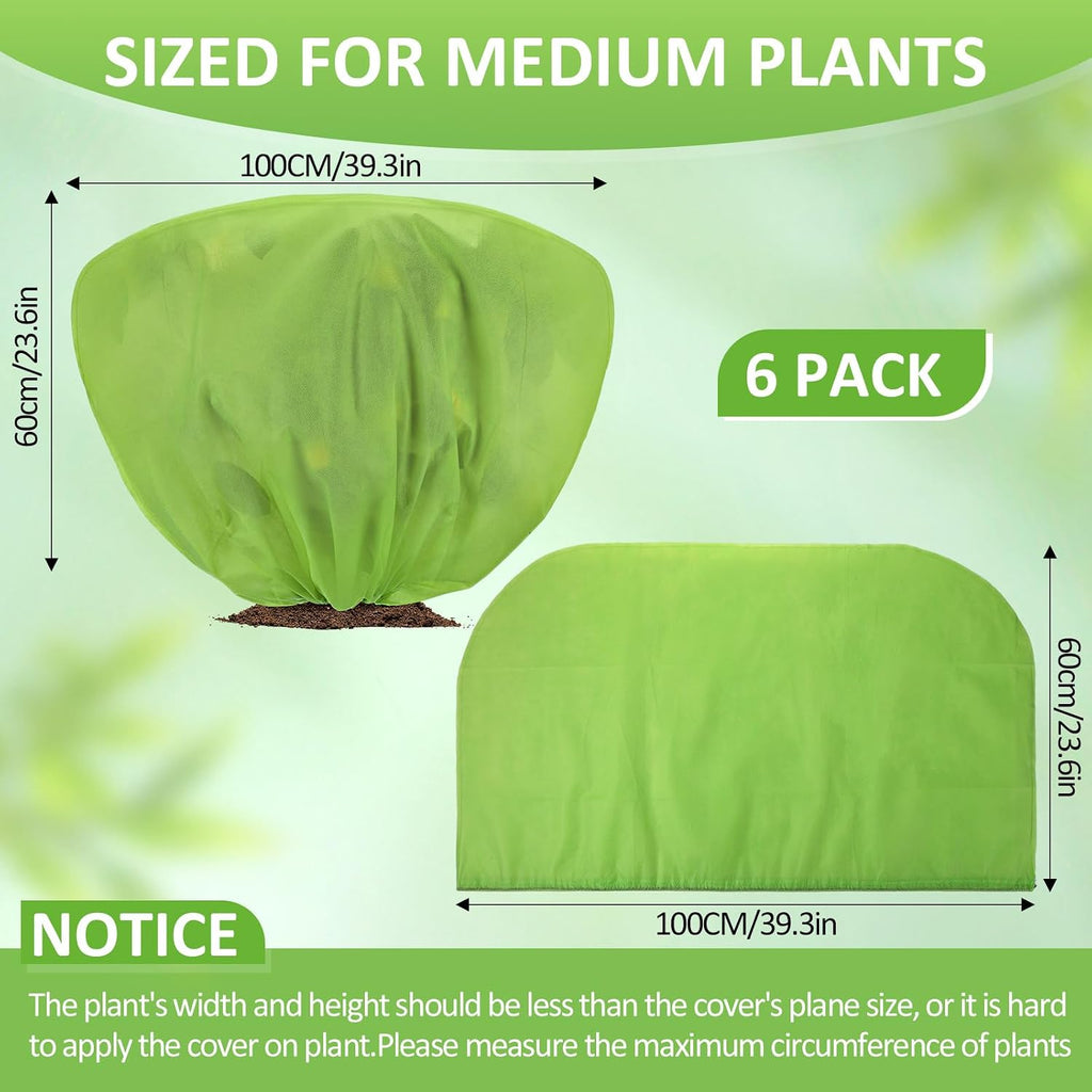 6 Pcs Winter Plant Covers Freeze Protection 39.4x23.6 Inch Horizontal Shrub Tree Rose Plant Protection Bags Frost