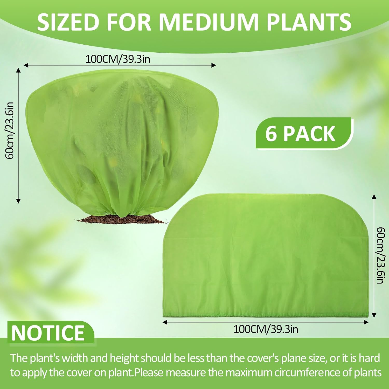 6 Pcs Winter Plant Covers Freeze Protection 39.4x23.6 Inch Horizontal Shrub Tree Rose Plant Protection Bags Frost