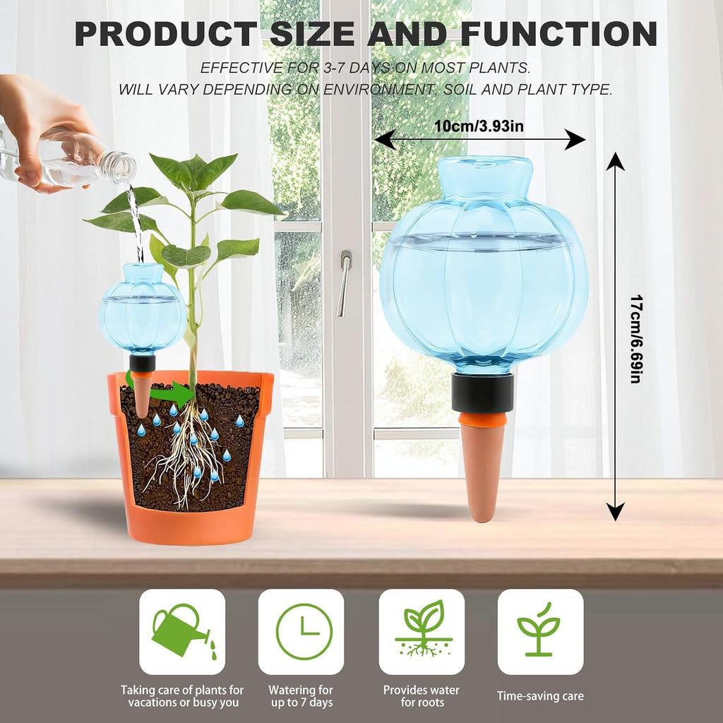 4 Pcs Plant Self Watering Globes, 17oz Large Plastic Water Bulbs Top Fill Watering Globes Slow Release Terracotta