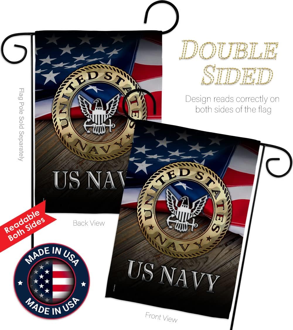 US Navy Garden Flag - Set with Stand Armed Forces USN Seabee United State American Military Veteran Retire Official