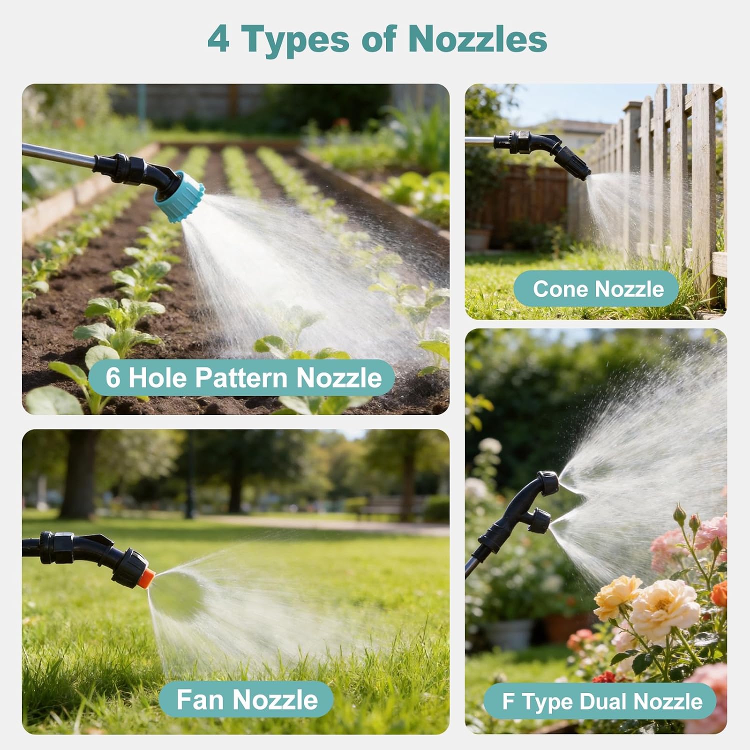 1.35 Gallon Battery Powered Sprayer, Electric Garden Sprayer with 3 Adjustable Pressures, Battery Indicator, Telescopic