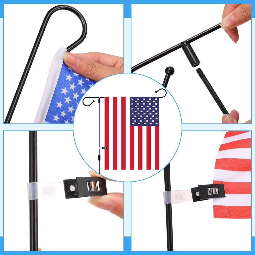 Sadnyy 10 Pack Garden Flag Stand Metal, Fits 12 x 18 in Flags | Powder Coated Rust Resistant, Stable Ground Support