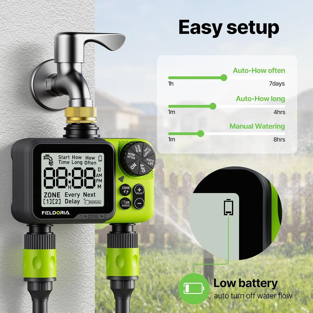Sprinkler Timer- Hose Timer for Garden Hose, Programmable Watering Timer with Rain Delay, Outdoor Automatic & Manual