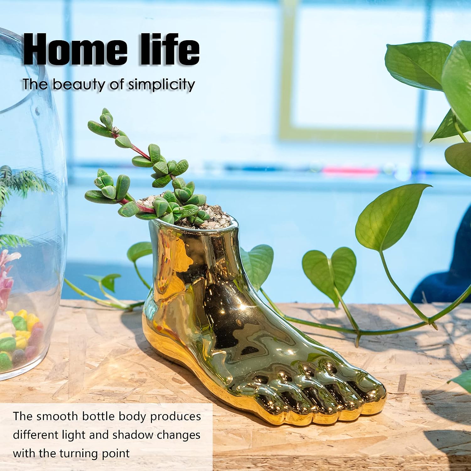 Notakia Unique Flower Vase Statue Home Decor Modern Style Gold Room Decor Accents for Indoor and Outdoor Statue Planter