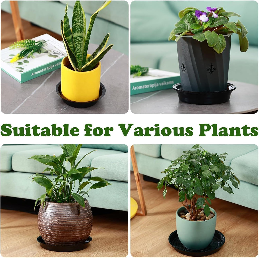 50 Packs 4/6/8/10/12 Inches Plant Saucers for Indoor Outdoor Use Heavy Duty Plastic Plant Plate Dish for Planter Bulk