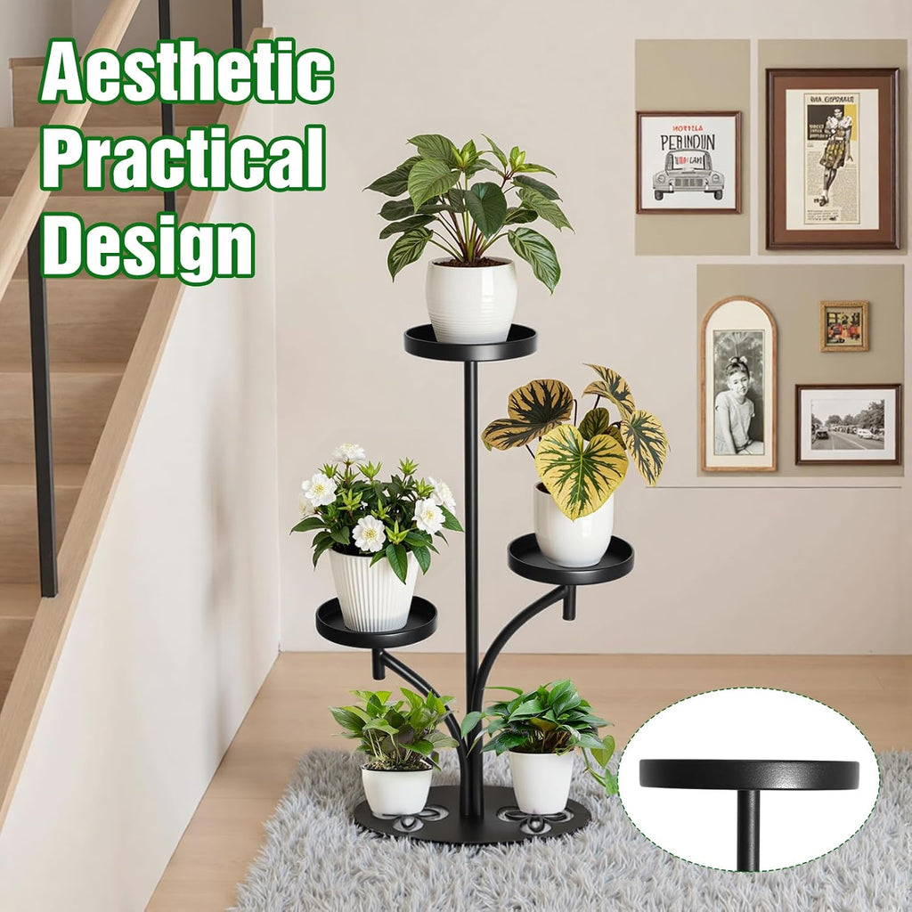 3 Tier Metal Plant Stand Indoor, for Patio, Living Room, Bedroom | Tiered Modern Round Plant Stand, Petal-Shaped