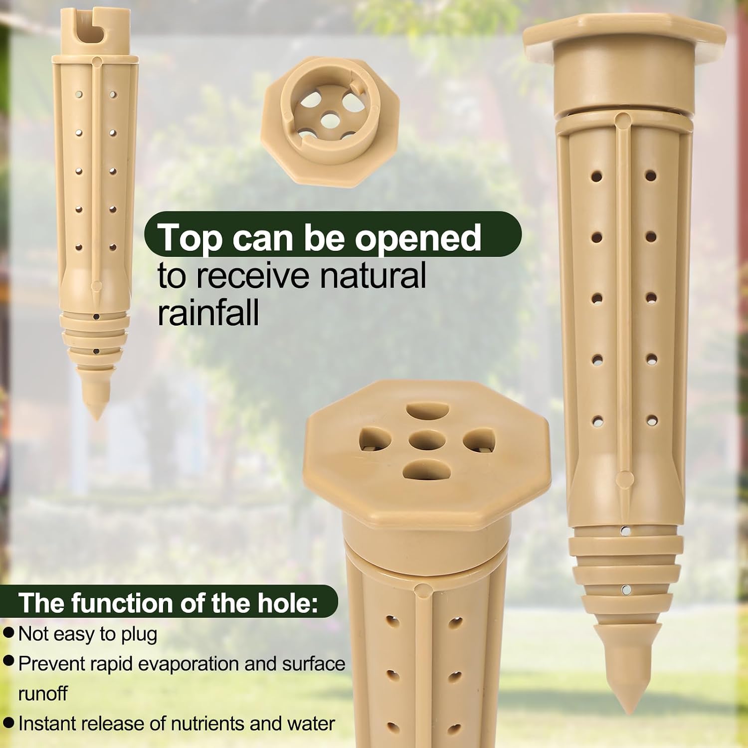 Briwooody 6 Pack 8 Inch Garden Watering Stake Large UV Protected ABS Plastic Deep Root Irrigation Spike Brown Drip