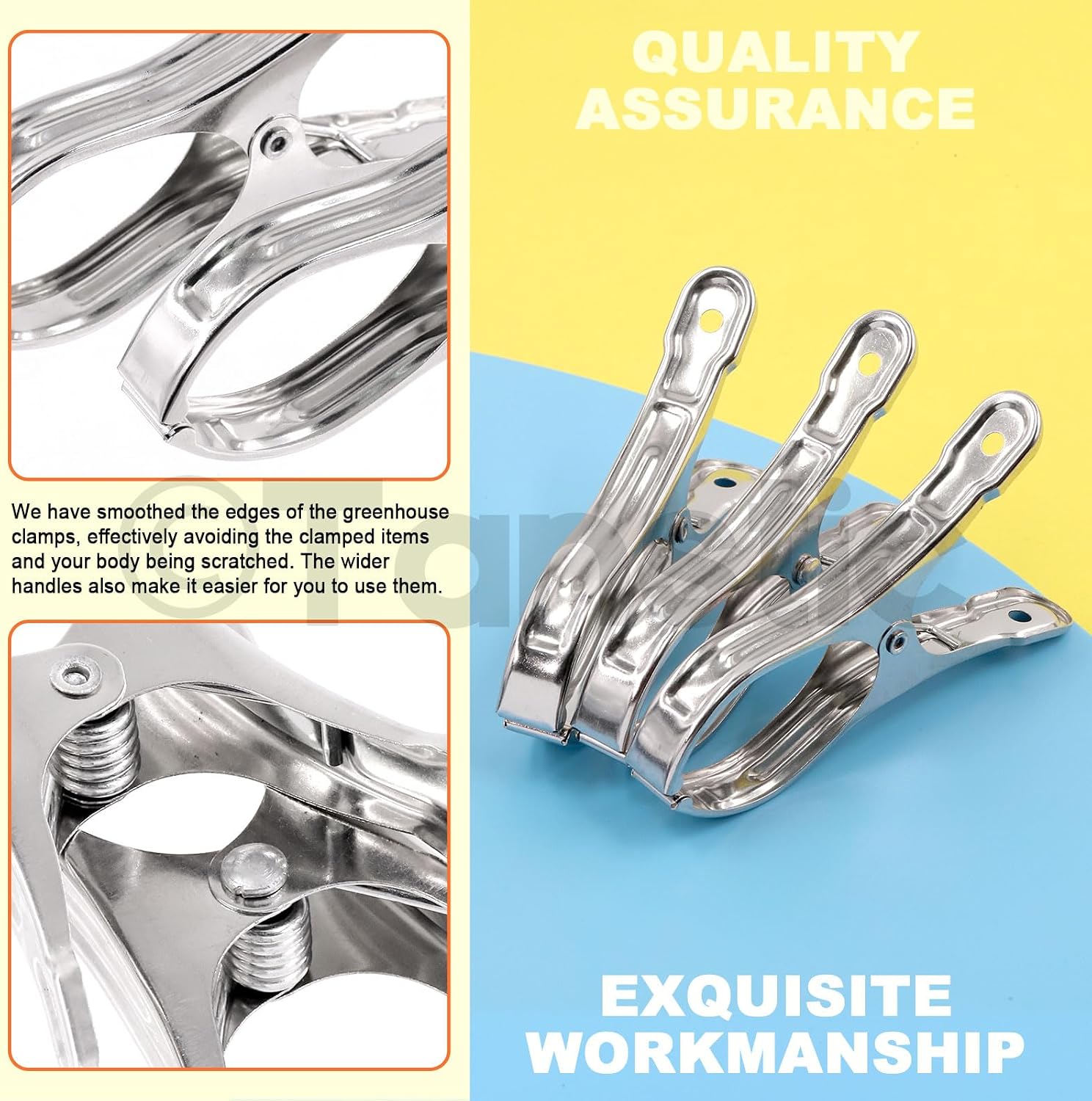 Tanstic 40Pcs 3.5 Inch Stainless Steel Greenhouse Clamps Garden Clips Greenhouse Clips Heavy Duty Garden Clips with