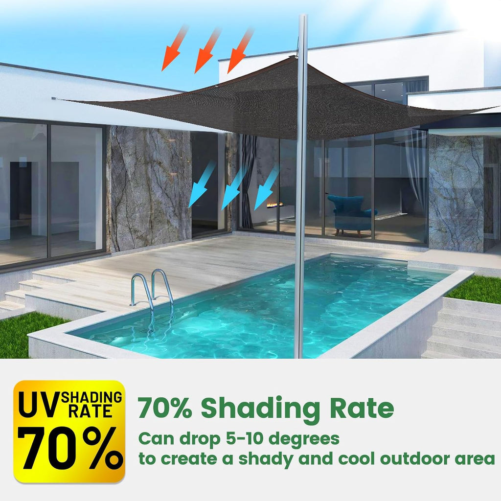 70% Shade Cloth, 10FTx20FT HDPE Mesh Tarp with Reinforced Grommets, Outdoor Sun Shade Net for Greenhouse, Plants