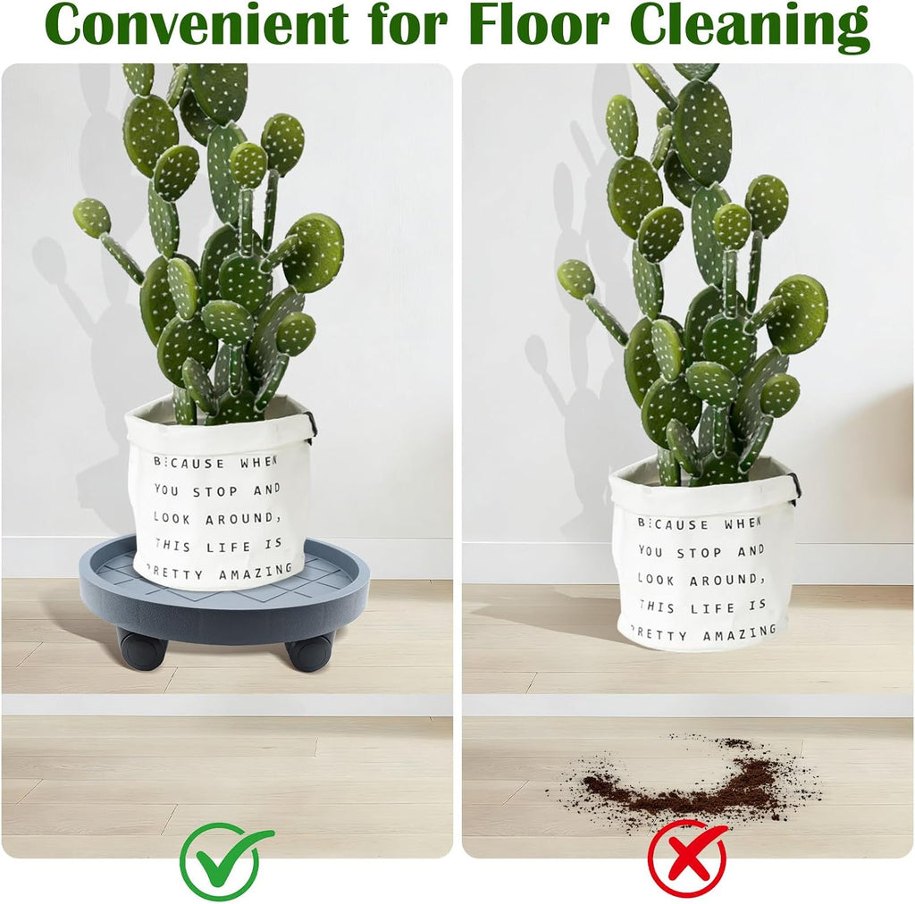 K KASONIC 12 Inch Plant Caddy with Wheels, 220LBS Capacity Rolling Plant Stand Dolly, 2 Pack Round Planter Saucer Mover