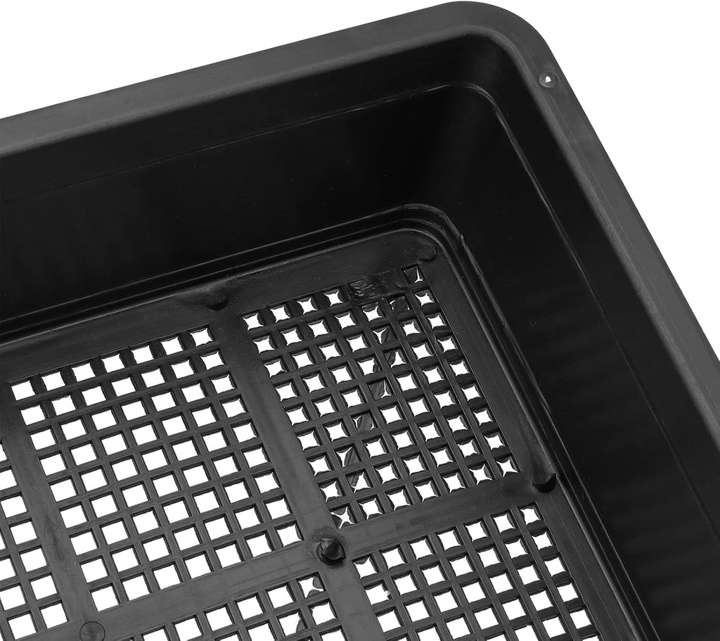 KEILEOHO 12 Pack Plastic Mesh Trays, Black Seed Sprouting Trays, Mesh Bottom Microgreens Growing Tray, Nursery Tray for
