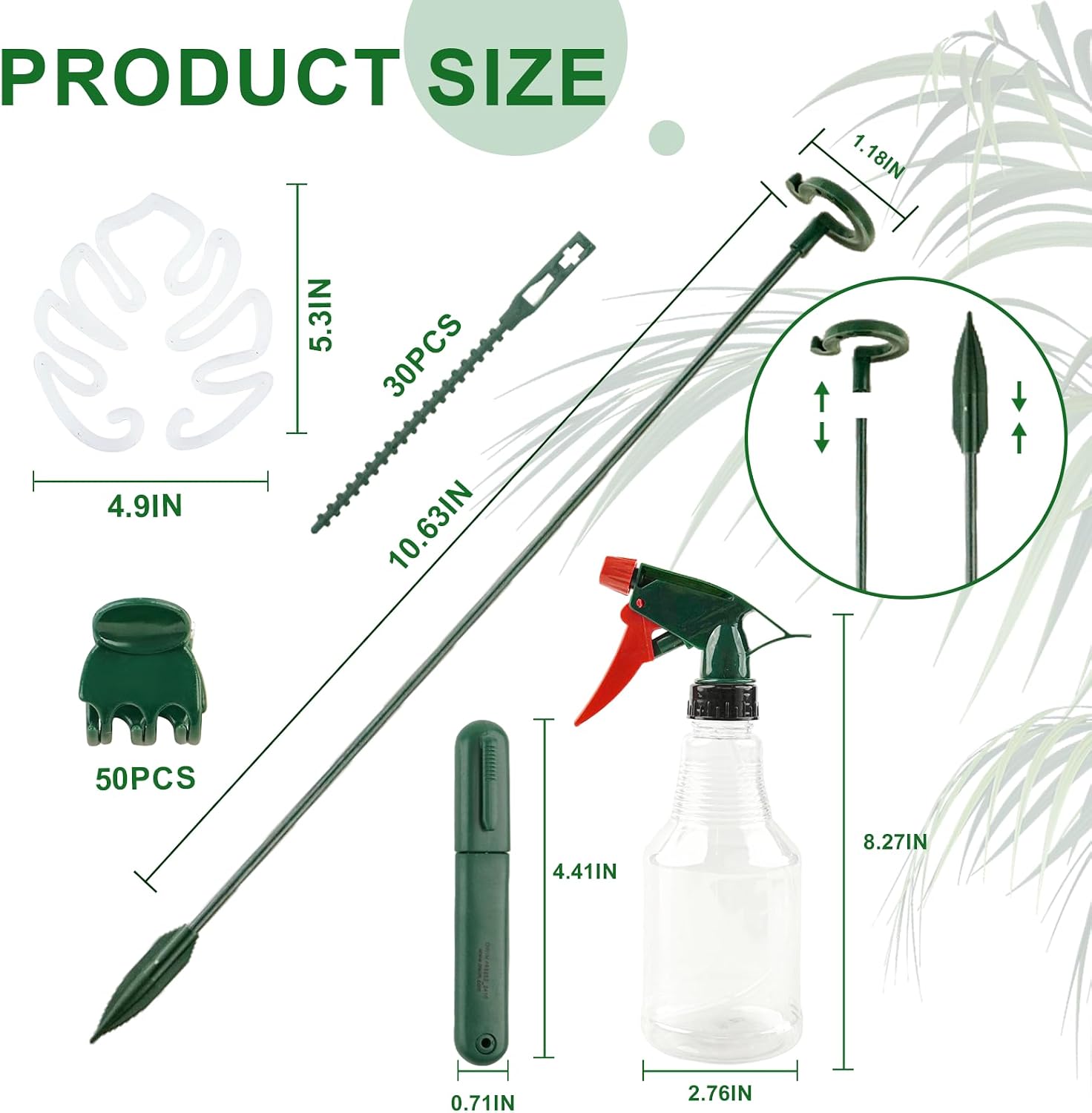 5Pack Plant Support Structures, 11'' Twig Plant Sticks with Orchid Clips Mini Scissors & Twist Ties, Flower Stakes for