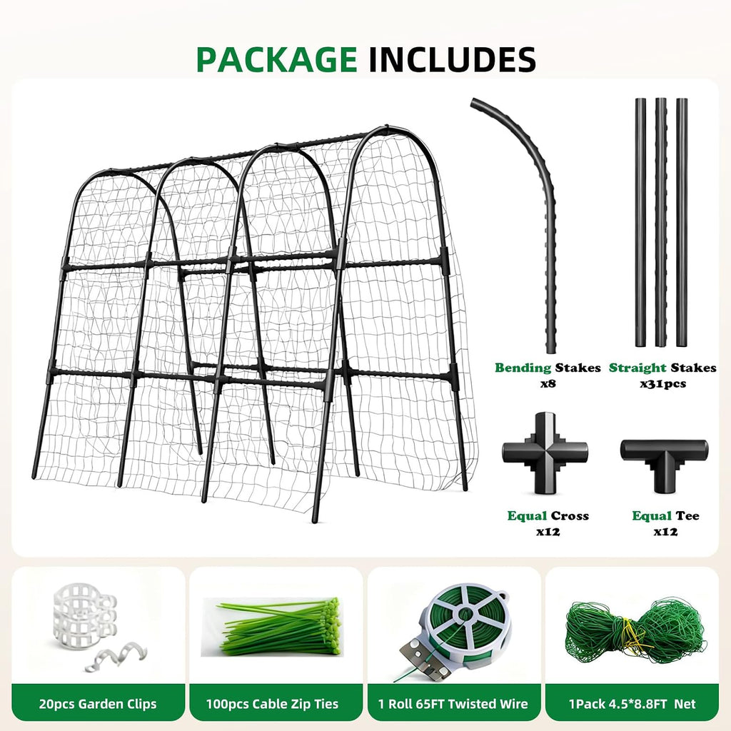 Cucumber Trellis for Raised Bed, U-Shape Garden Arch Metal Support for Climbing Plants, Metal Arch Plant Support