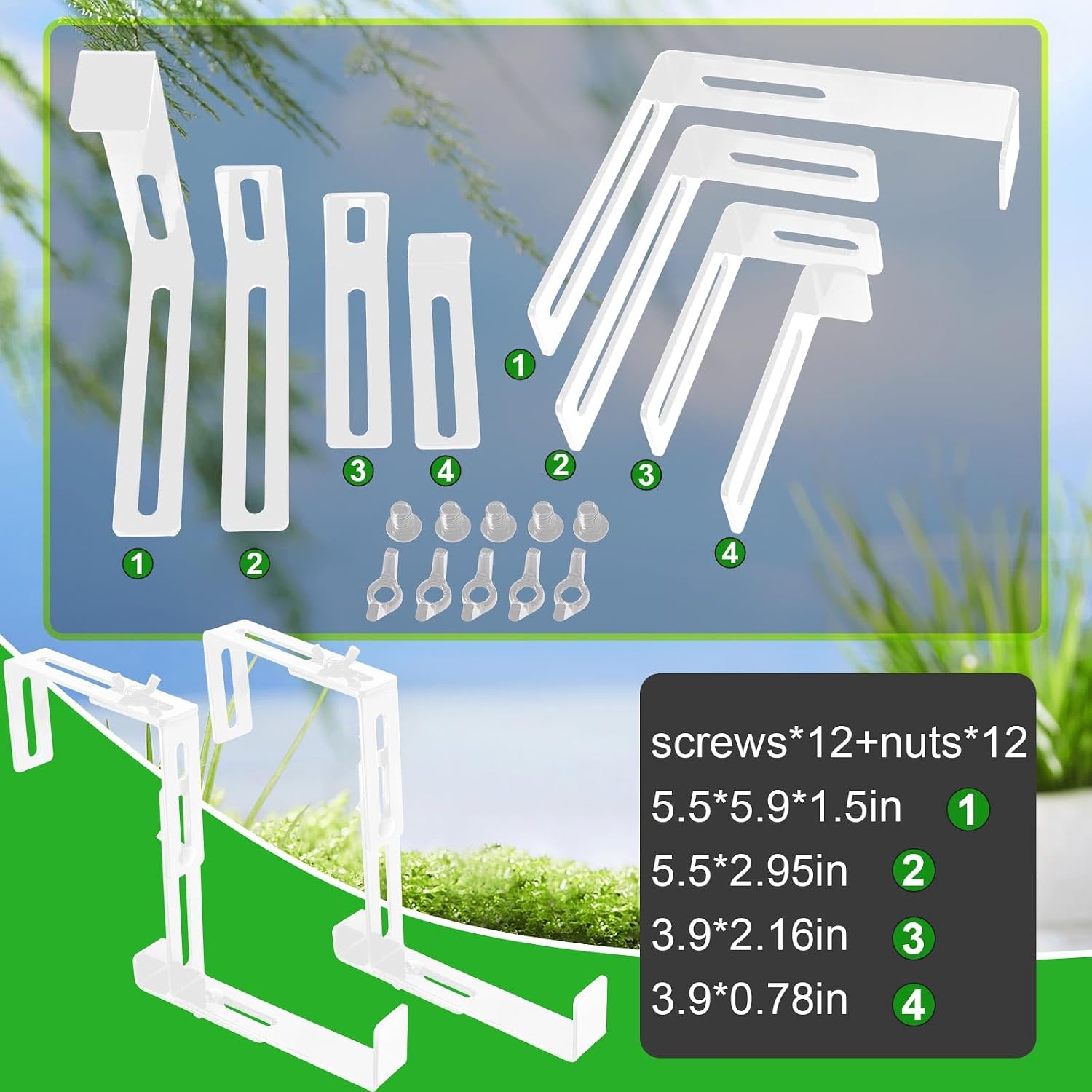 Leinuosen 4 Pcs Adjustable Window Boxes Brackets Planter Box Bracket Heavy Duty Deck Railing Hanging Flower Stand for