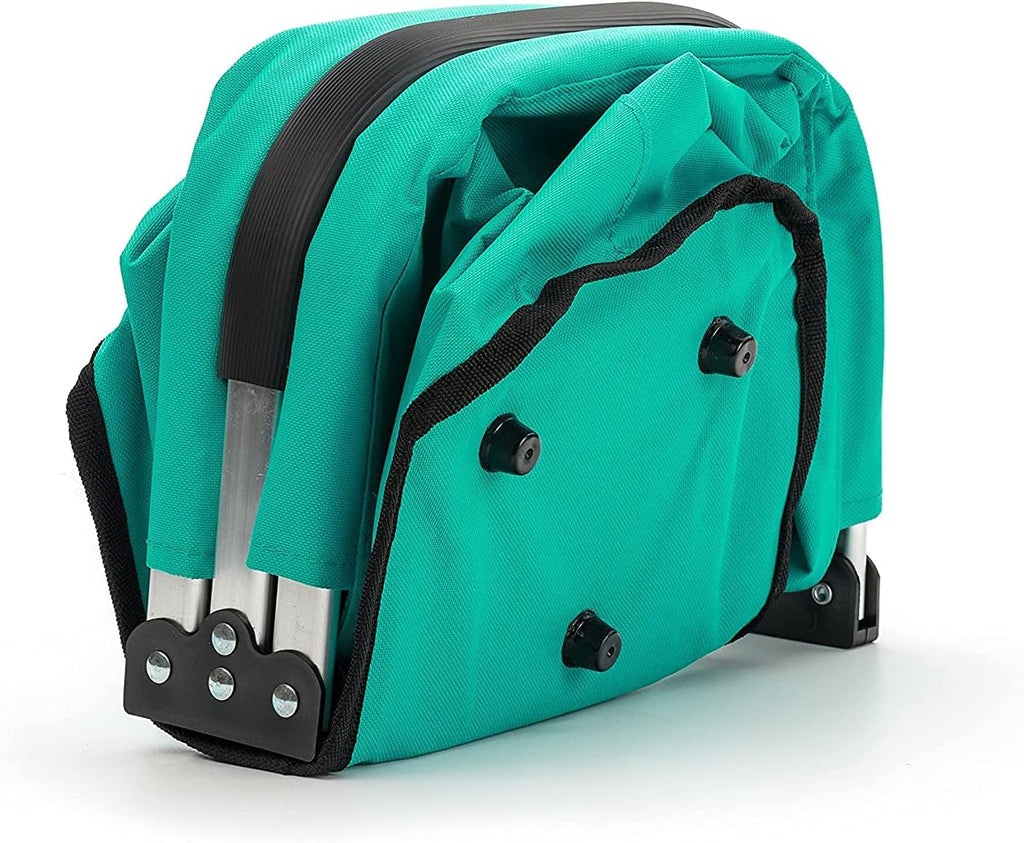 RSVP International Collapsible Market Basket Aluminum Frame, Large Zip Side Pocket, 17x11x18", Turquoise