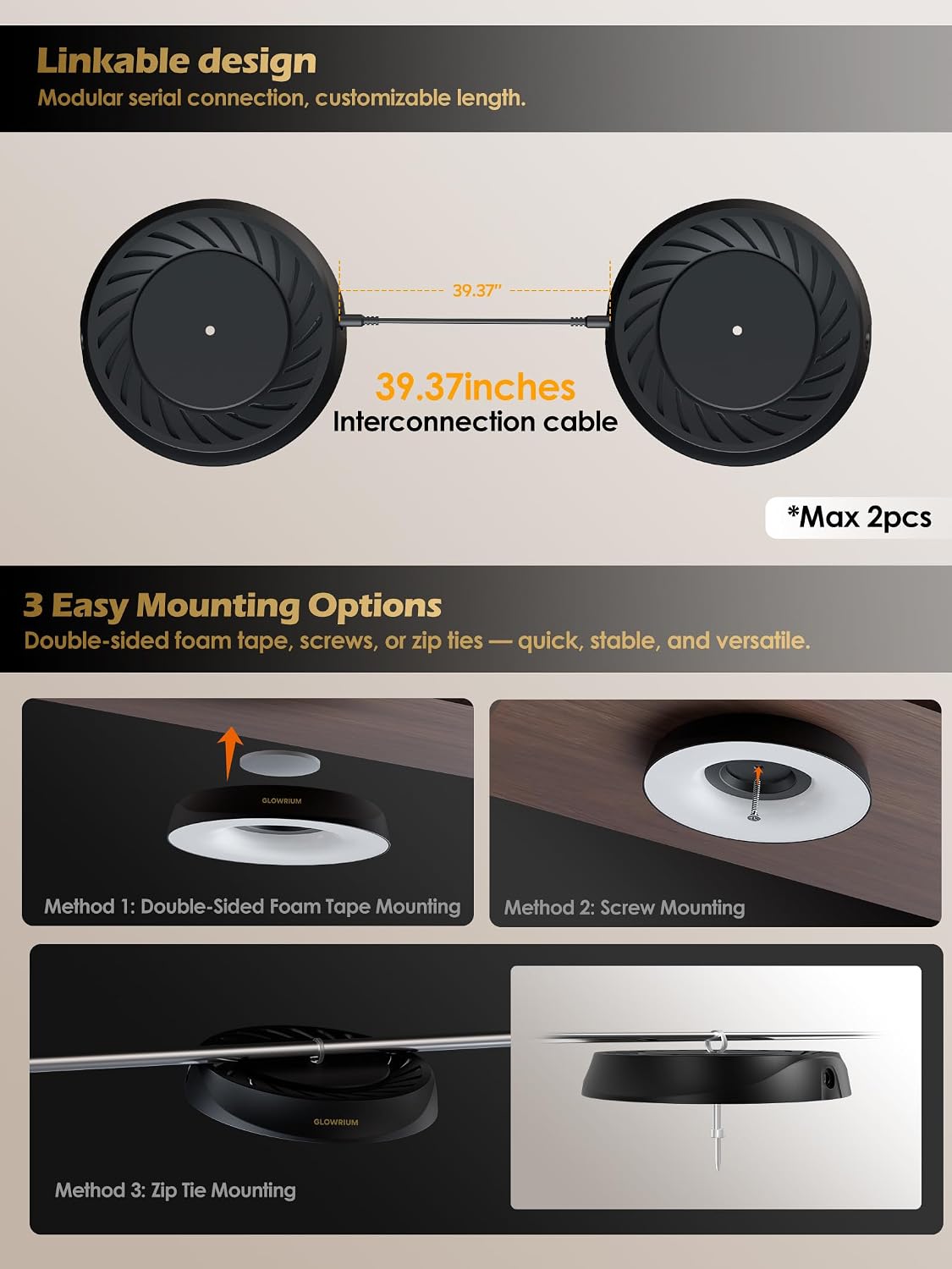 Smart Full Spectrum LED Grow Light for Indoor Plants (Black 2PCS) | 16W LED Grow Lights with Auto Timer, Stepless