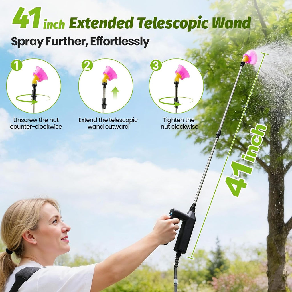 Battery Powered Backpack Sprayer 3.2Gallon, Electric Sprayer with 3-Adjustable Sprayings, Battery Indicator, 5 Nozzles
