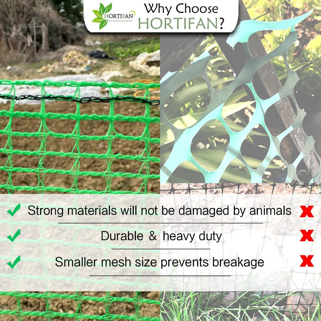 Garden Fence 4 x 100 FT,0.4" Mesh Plastic Fencing,50PCS Zip Ties | Deer Fence Temporary Fence Snow Fence Safety