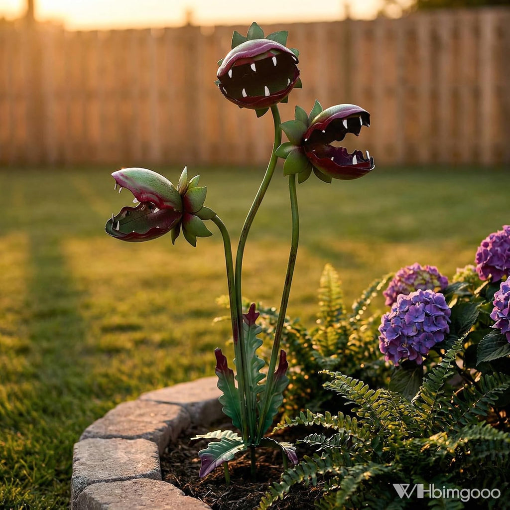Venus Flytrap Garden Stake - 25inch Metal Outdoor Flowers Yard Art | Metal Carnivorous Plant Garden Stake, Metal