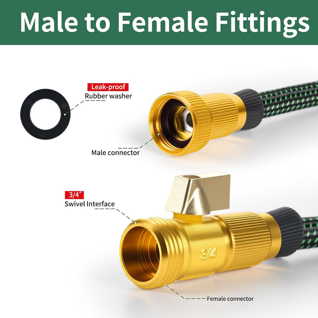 Garden Hose 25 FT,Non-Expanding,10 Functional Nozzles,Garden Hose Anti-Kink | Heavy Duty Flexible Water Hose 25