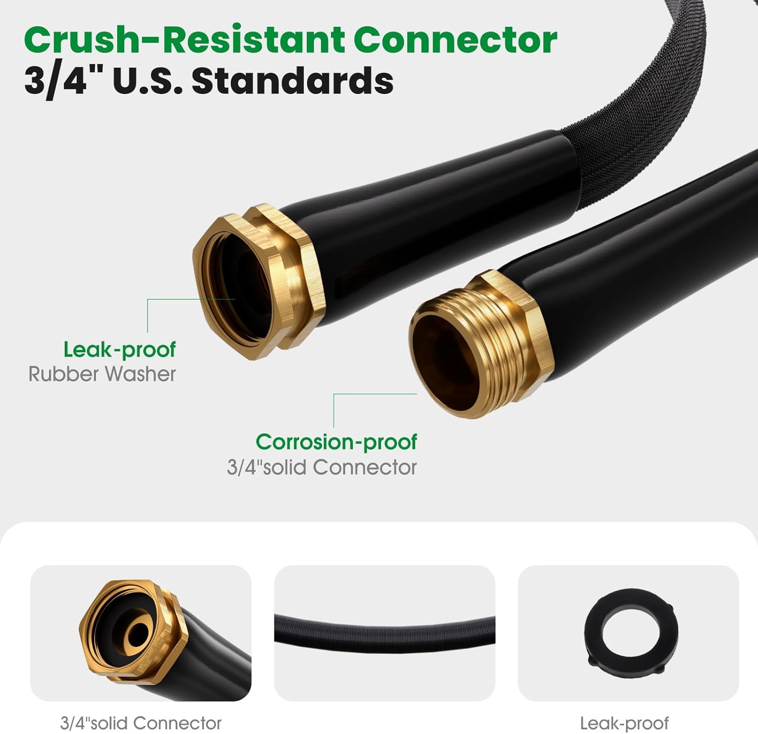 Garden Hose 100FT, Non-Expanding Water Hose Ultra Lightweight | Kink-Free, Burst-Resistant, Lead-Free, Durable &