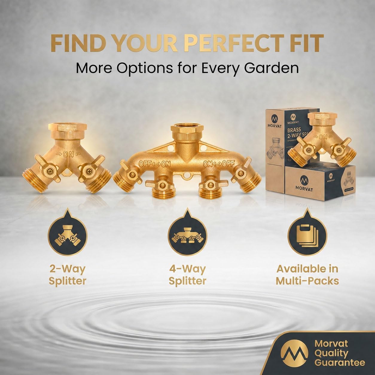 Brass Heavy-Duty Garden Hose Water Splitter | LEAD-FREE 2-Way Y Splitter for Water Spigot & Faucet | Manifold Connector