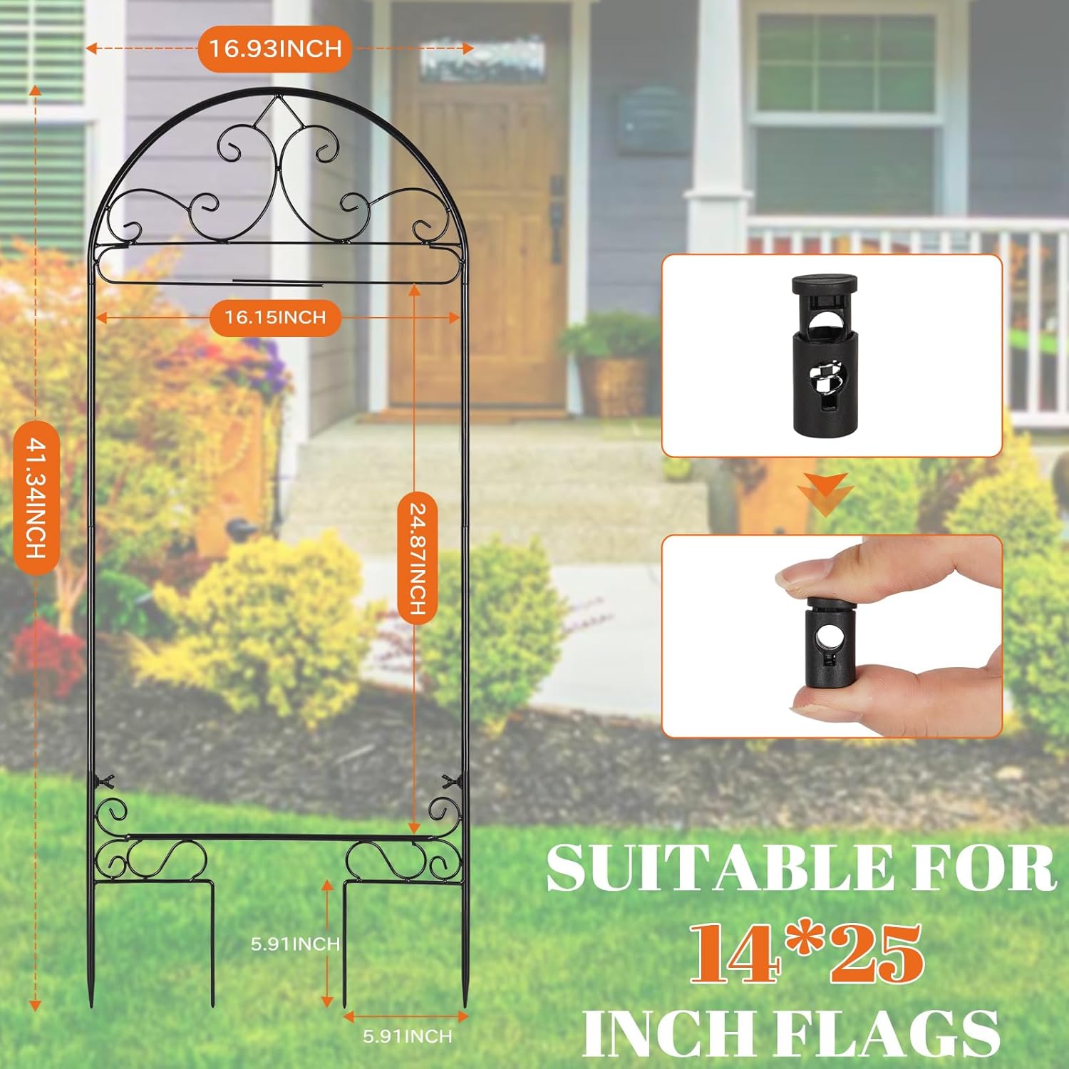 Liitrton Garden Flag Holder Stand Fits Max 14" x 25" Outside Flags, Black | Yard Flag Holder | Decorative Metal Garden