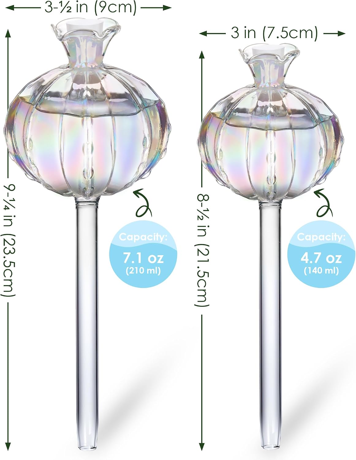 NiHome Cactus-Shaped Glass Plant Self-Watering Globes 6-Pack, Glass Waterer Stakes for Potted Plants, Automatic Mini
