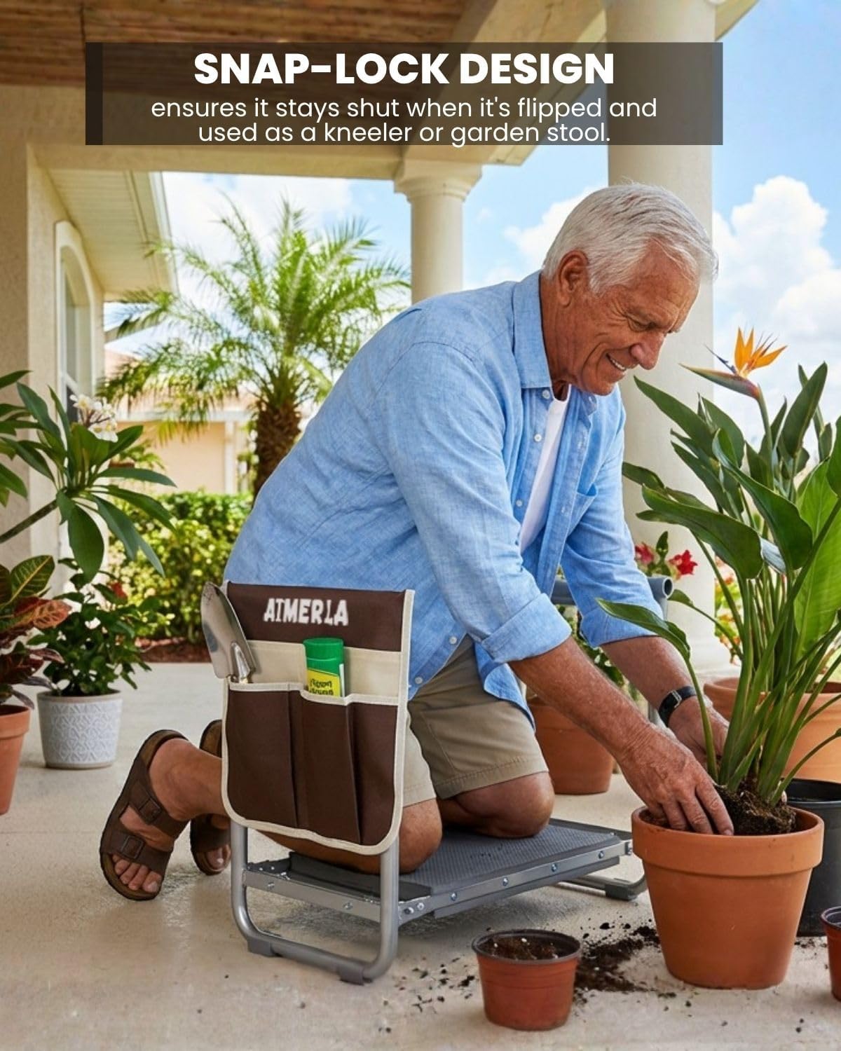 Foldable Garden Kneeler Seat Heavy Duty [Upgraded Widened Thick Kneeling Pad] Garden Stool with Large Garden Tool Bags