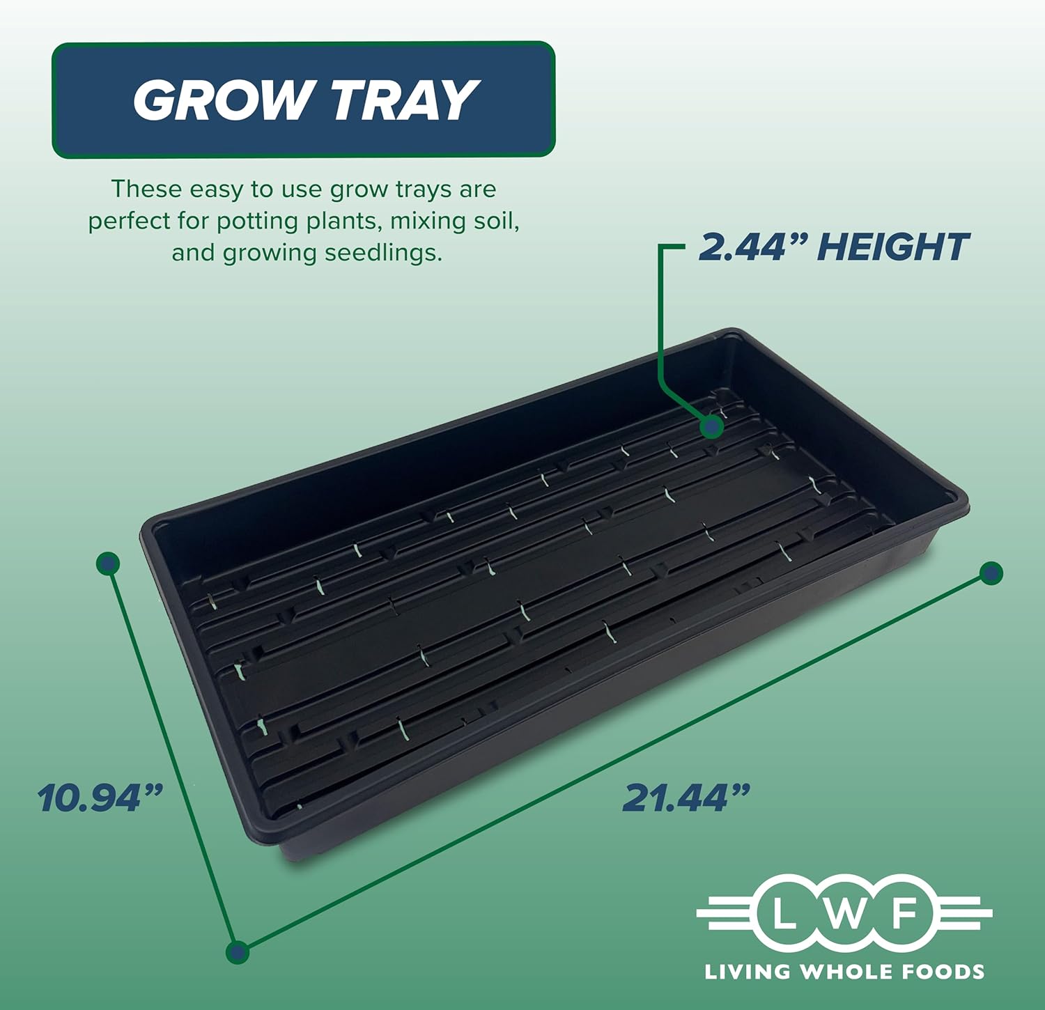 10 Plant Growing Trays (WITH Drain Holes) - 20" x 10" - Perfect Garden Seed Starter Grow Trays: For Seedlings, Indoor
