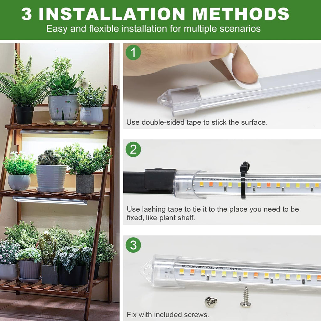 Kullsinss 16in Grow Light Strips, 2-Bar 120 LEDs Full Spectrum Plant Light | Under Cabinet Growing Lamp for Indoor
