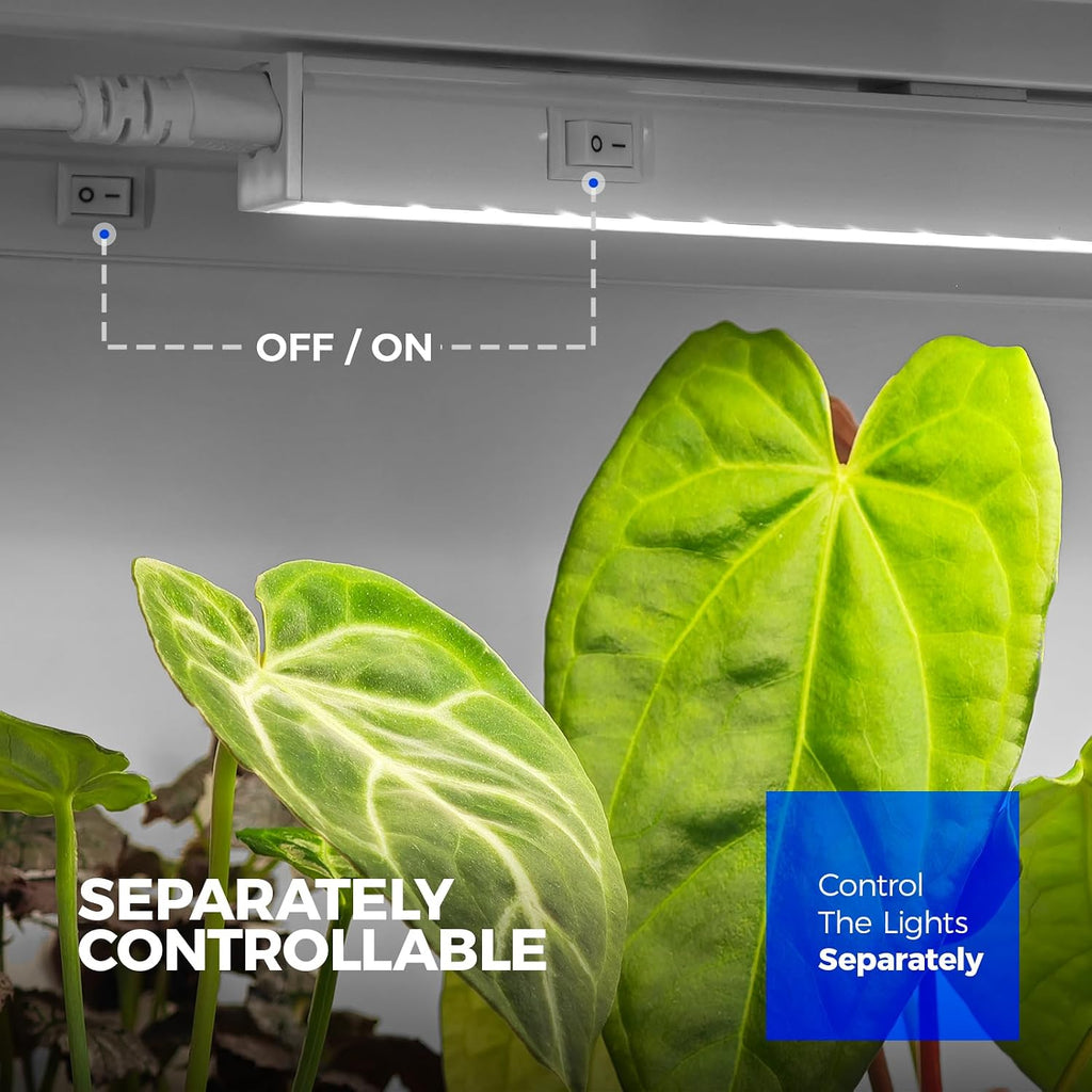 Barrina T5 Grow Lights for Indoor Plants, 2FT 5000K 40W (4 X 10W), 4 Packs | LED Grow Light with Separate Switch