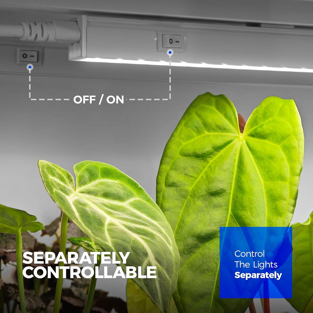 Barrina T5 Grow Lights for Indoor Plants, 5000K Full Spectrum, 1FT, 4 Packs | 1FT LED Growing Lamp, Plant Light Strip